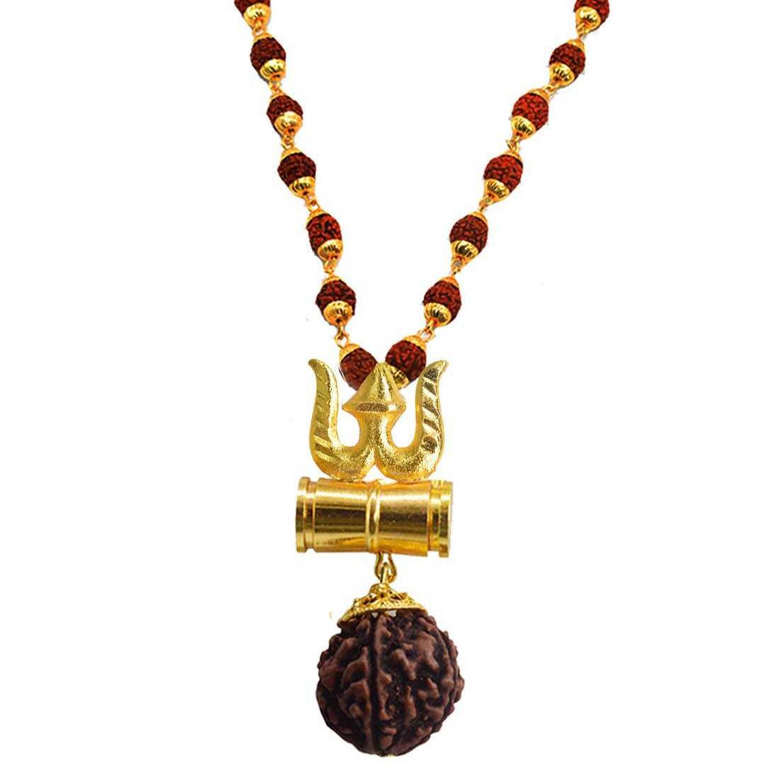 Bandish Rudraksha Mala with Shiva Trishul - Damru Pendant - Kreate- Neckpieces