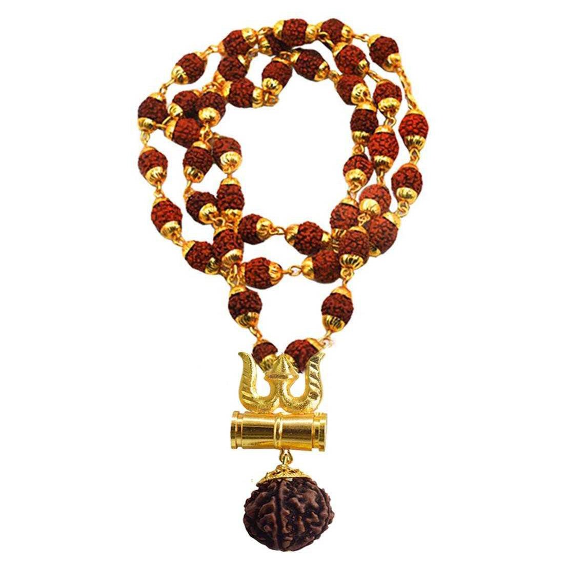 
                  
                    Bandish Rudraksha Mala with Shiva Trishul - Damru Pendant - Kreate- Neckpieces
                  
                