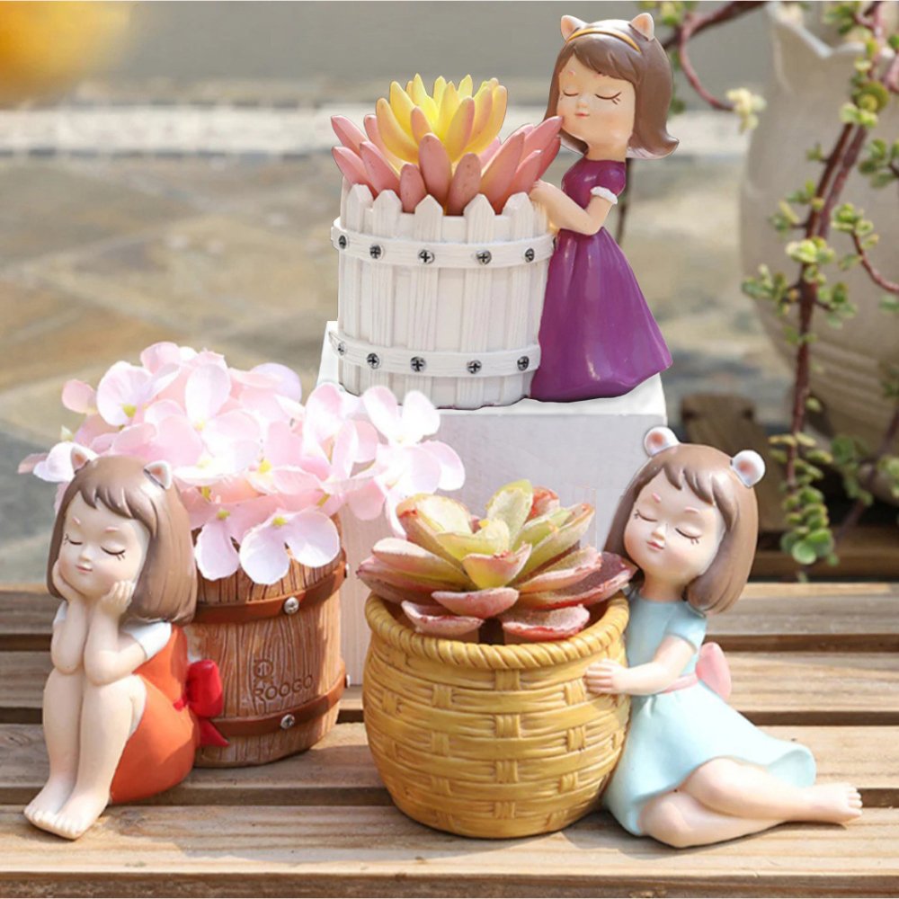 Basket Girls Planters & Pots (Set of 3) - Kreate- Planters & Pots