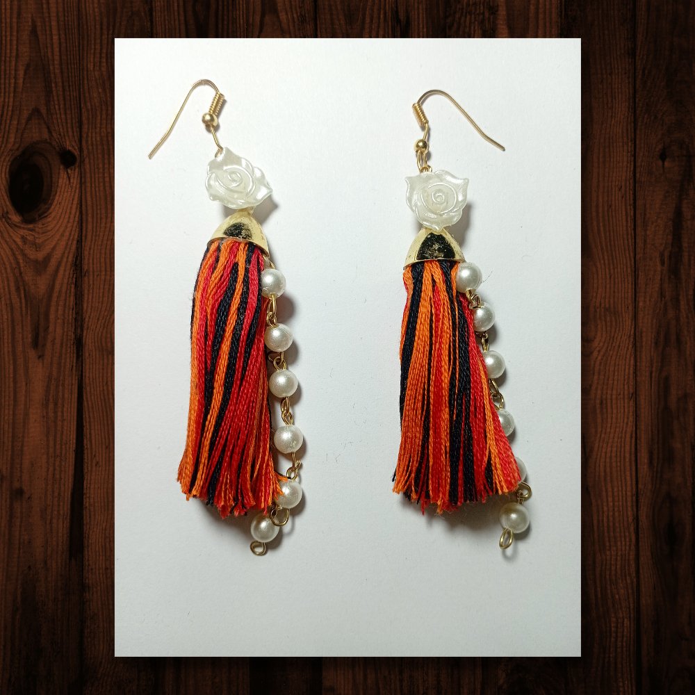 Beaded Fabric Earrings - Kreate- Earrings