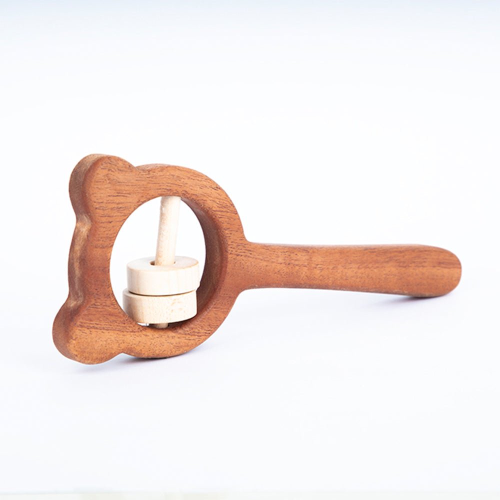 Bear Rattle cum Teether (Neem Wood) - Kreate- Toys & Games