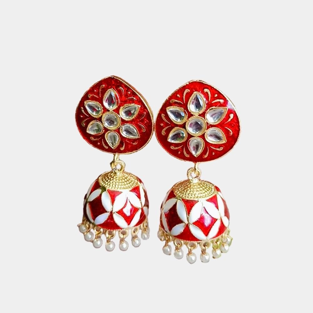 Beautiful Minakari With Kundan Handcrafted Earrings - Kreate- Earrings