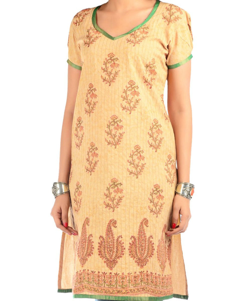 
                  
                    Beige Cotton Block Print Kurta - Kreate- Kurtis & Salwar Suits
                  
                