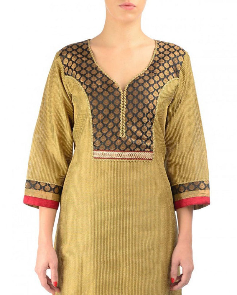Beige Cotton Silk Kurta - Kreate- Kurtis & Salwar Suits