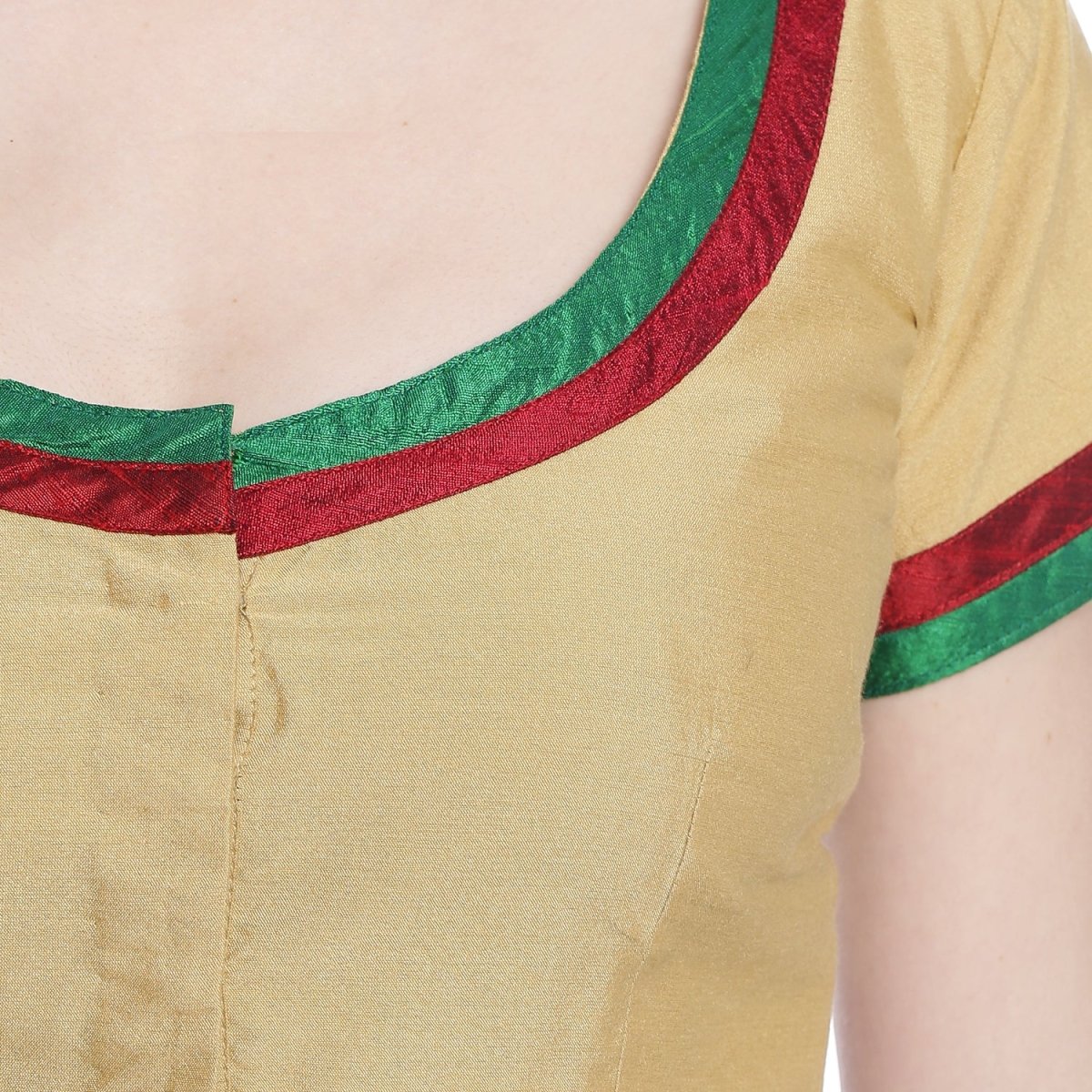 
                  
                    Beige Cotton Silk Saree Blouse with Floral Embroidery - Kreate- Sarees & Blouses
                  
                