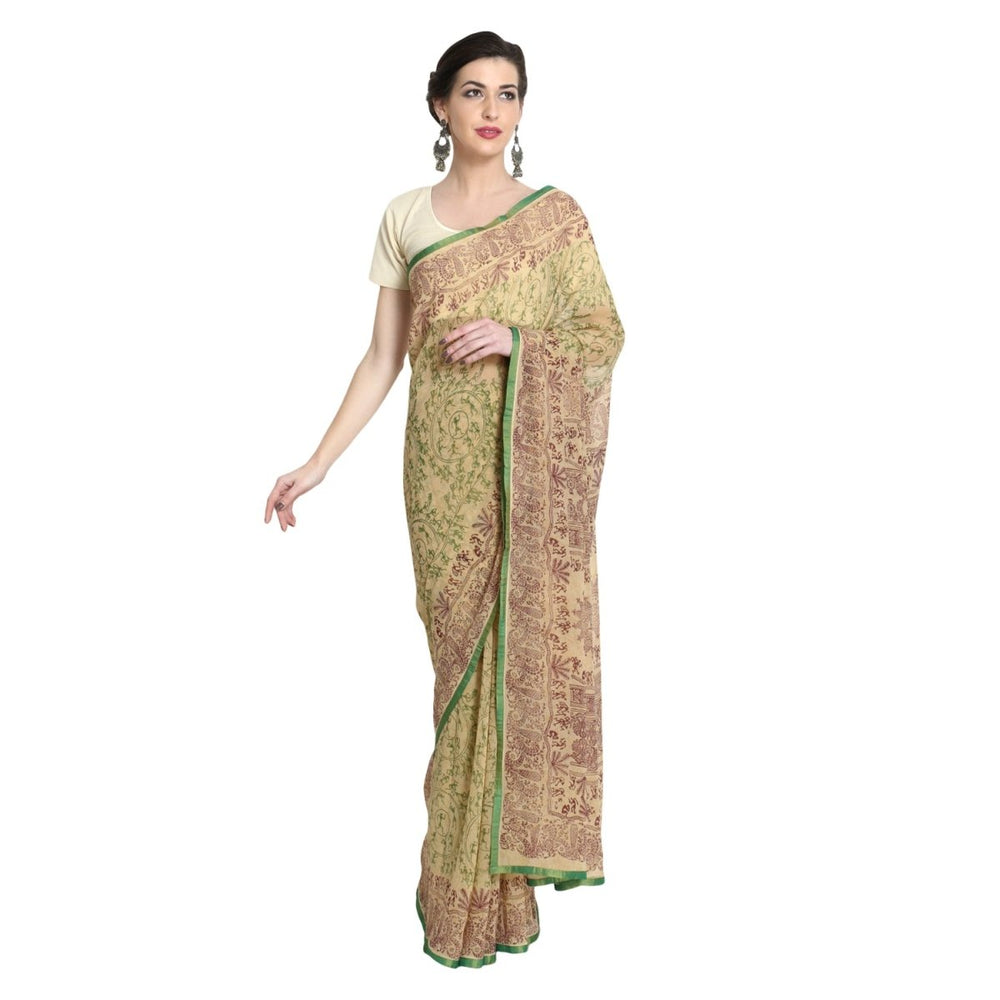 
                  
                    Beige Georgette Warli Print Saree with Blouse Piece - Kreate- Sarees & Blouses
                  
                