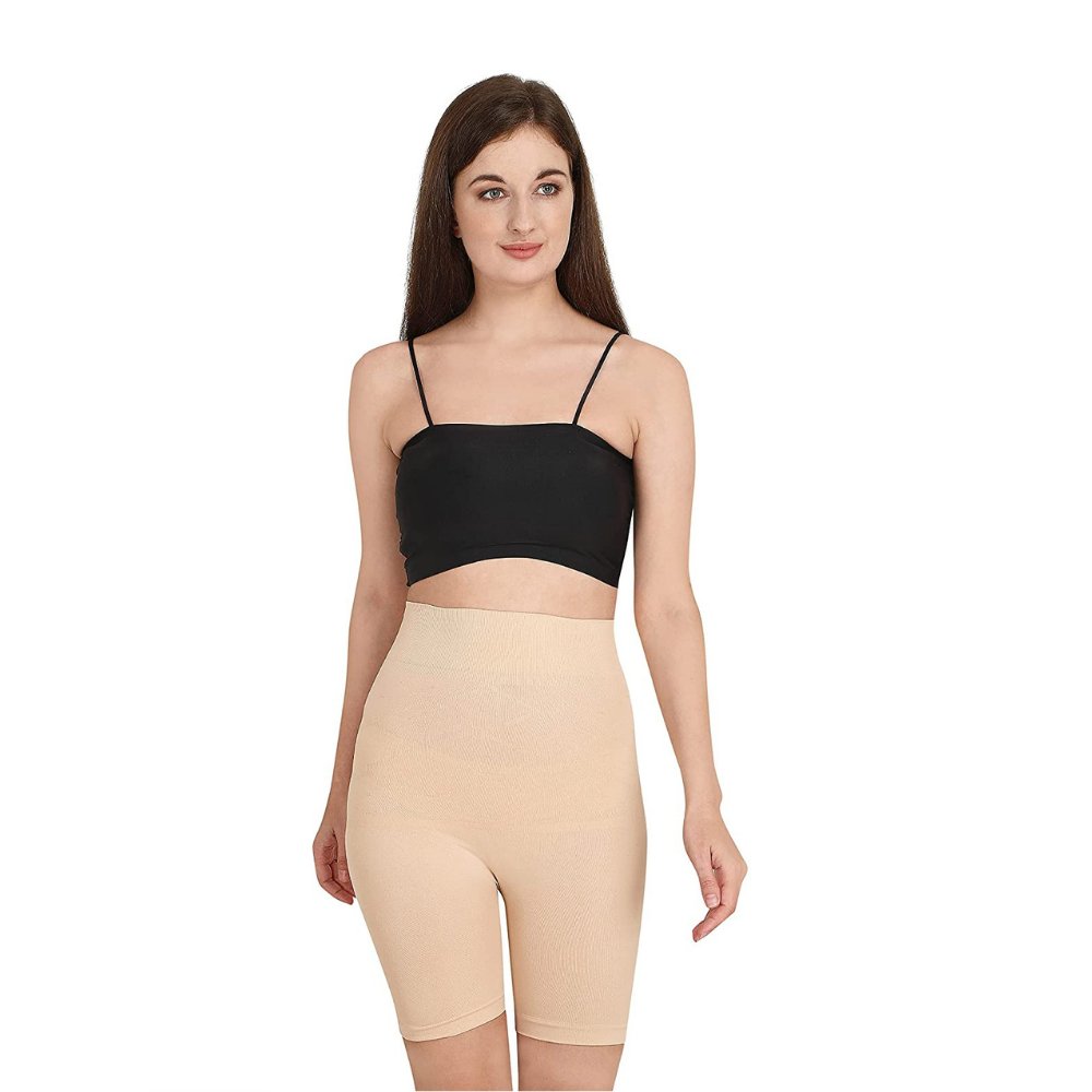 Beige Seamless Shape Wear with Black Tube Type Bra - Kreate- Innerwear