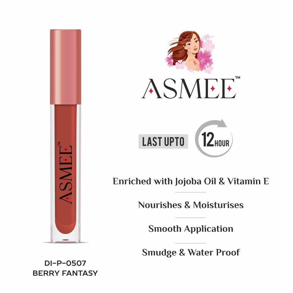 
                  
                    Berry Fantasy - Asmee Liquid Matte Lipstick (4ml) - Kreate- Lips
                  
                