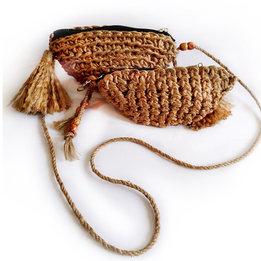 Better-half Jute Handwoven Crossbody and Pouch Bag - Kreate- Purse & Handbags