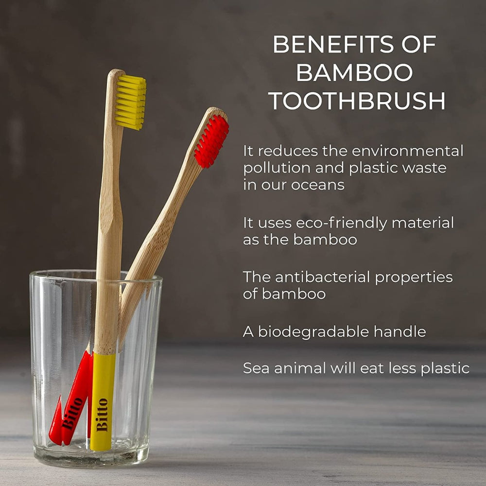 Bitto Blo Bamboo Toothbrush - Adult Pack (Pack of 4) - Kreate- Dental Care