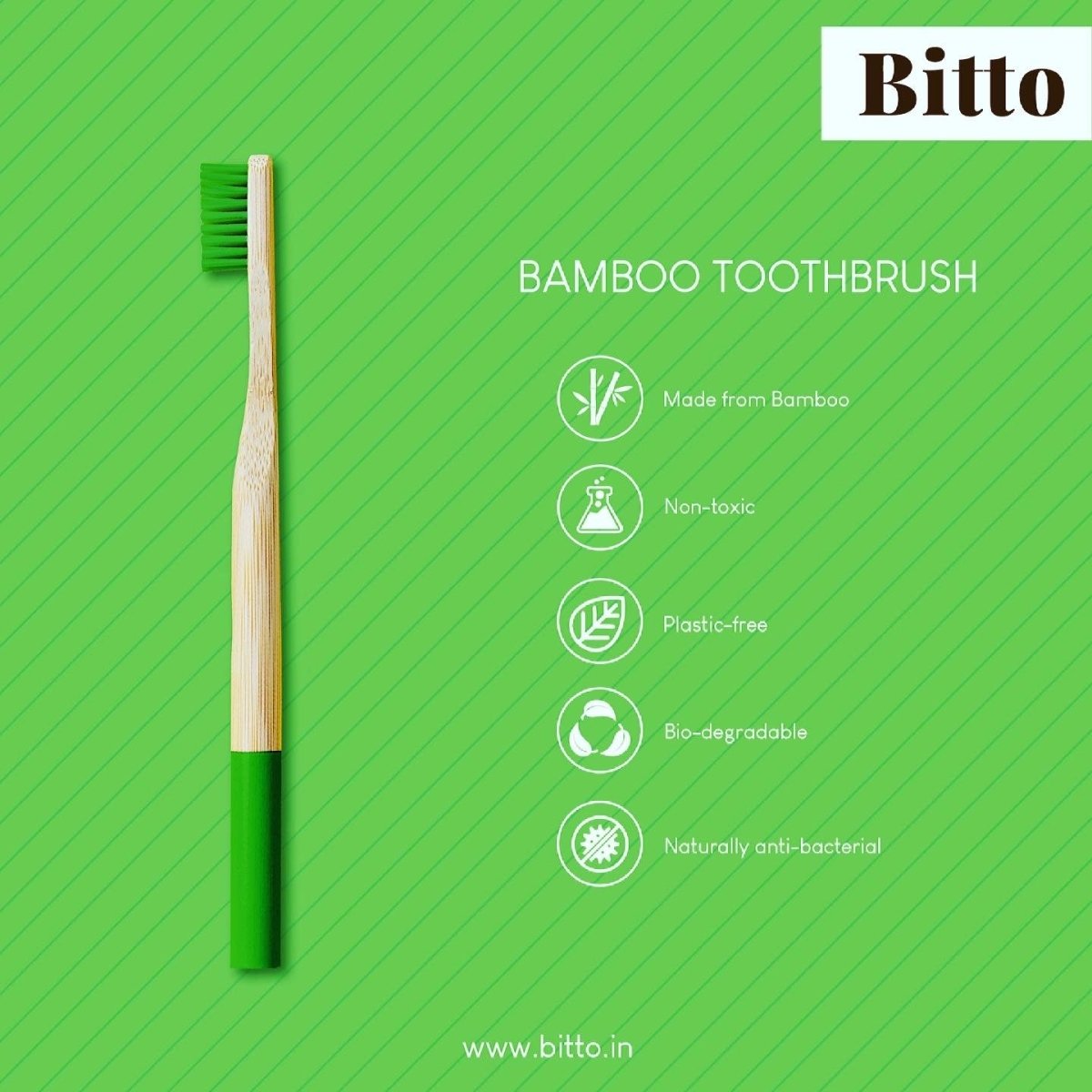 
                  
                    Bitto Blo Bamboo Toothbrush - Adult Pack (Pack of 4) - Kreate- Dental Care
                  
                