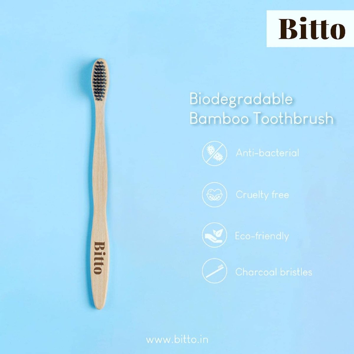 
                  
                    Bitto ORA Bamboo Toothbrush (Pack of 4) - Kreate- Dental Care
                  
                