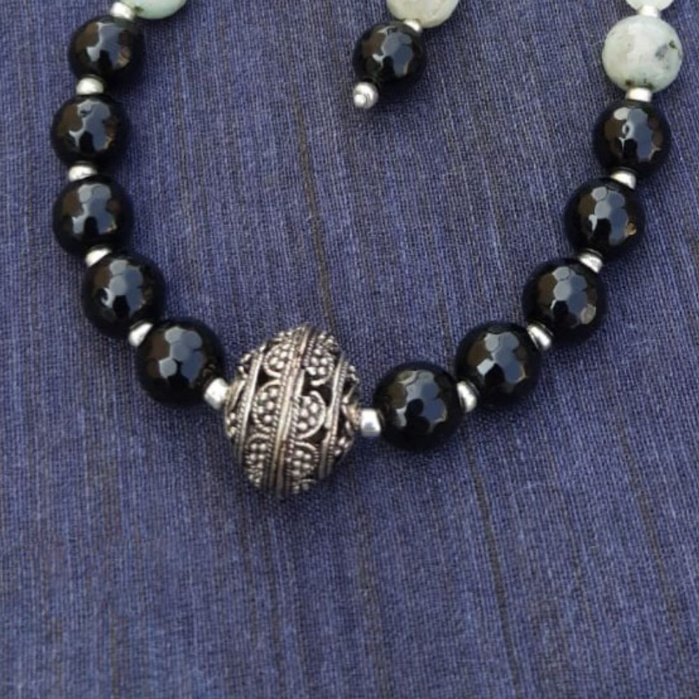 
                  
                    Black and Light Grey Mixed Agate Beads Necklace Set - Kreate- Jewellery Sets
                  
                