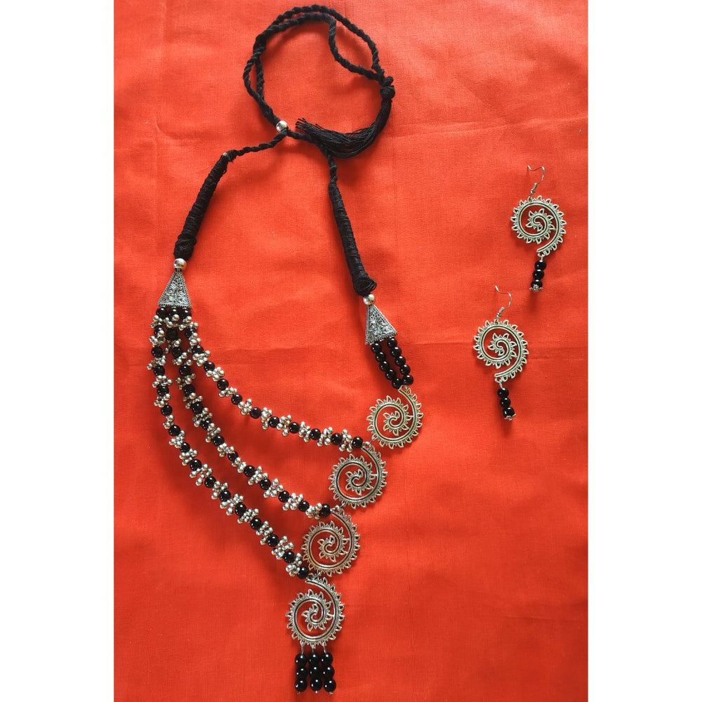 Black and Silver Necklace Set - Kreate- Jewellery Sets