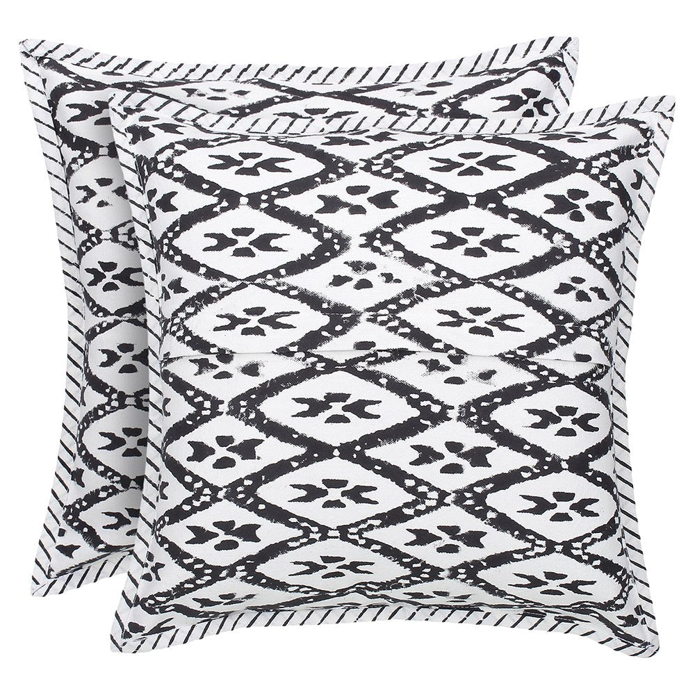 
                  
                    Black and white Block Printed Cushion Cover (Set of 2pcs) - Kreate- Cushions & Covers
                  
                