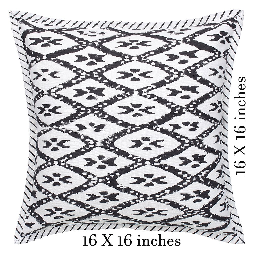 
                  
                    Black and white Block Printed Cushion Cover (Set of 2pcs) - Kreate- Cushions & Covers
                  
                