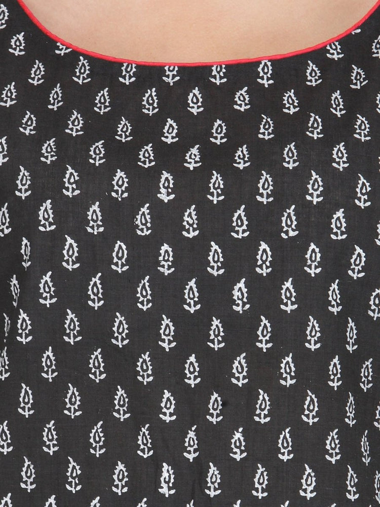 
                  
                    Black Cotton Block Print Top - Kreate- Kurtis & Salwar Suits
                  
                