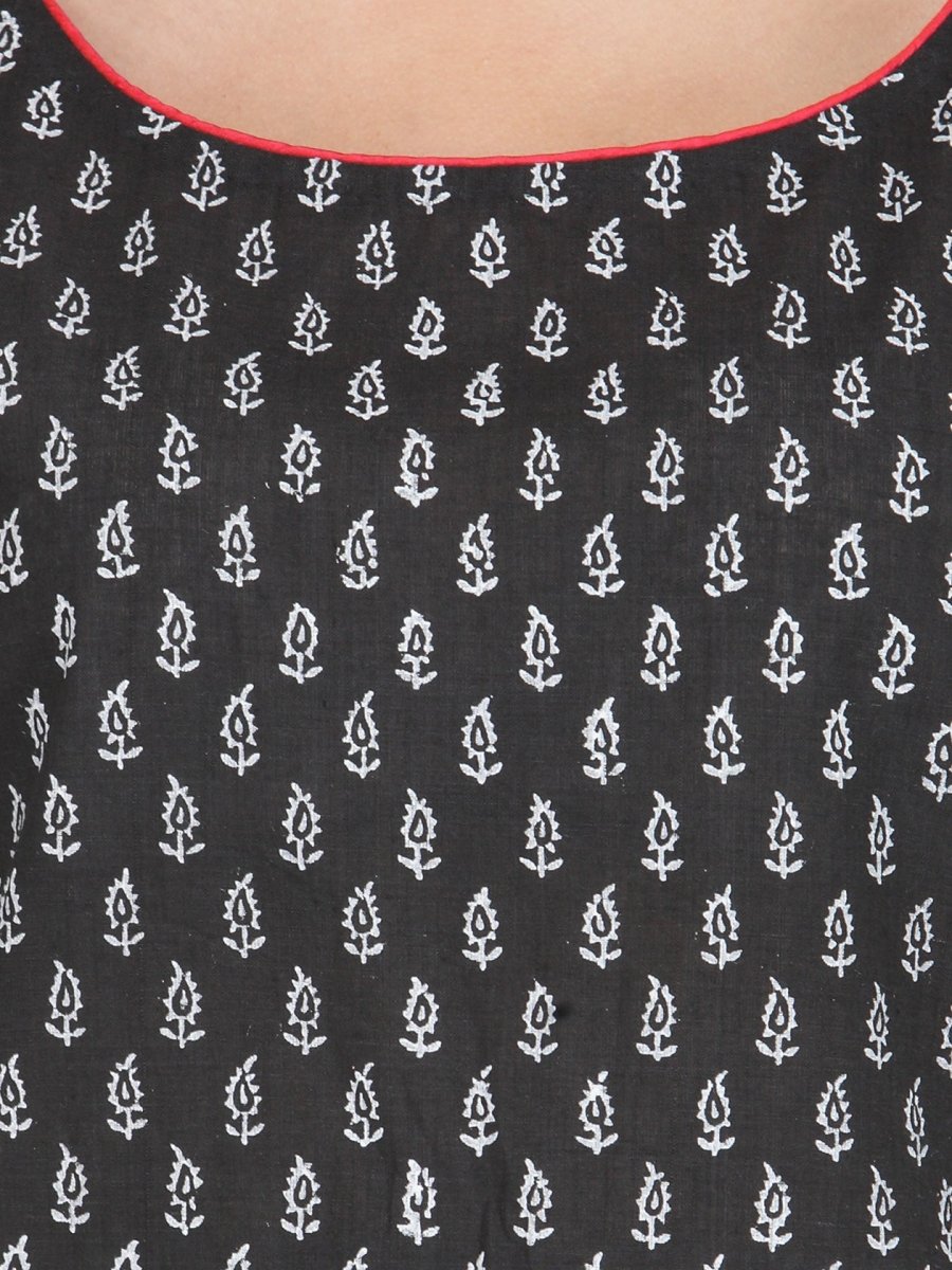 
                  
                    Black Cotton Block Print Top - Kreate- Kurtis & Salwar Suits
                  
                