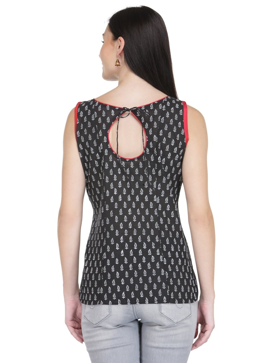 
                  
                    Black Cotton Block Print Top - Kreate- Kurtis & Salwar Suits
                  
                