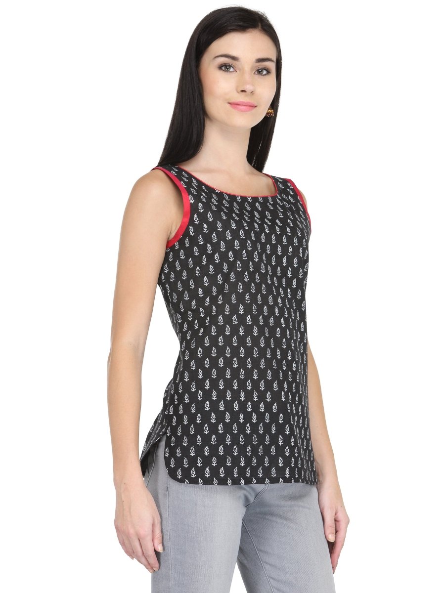 
                  
                    Black Cotton Block Print Top - Kreate- Kurtis & Salwar Suits
                  
                