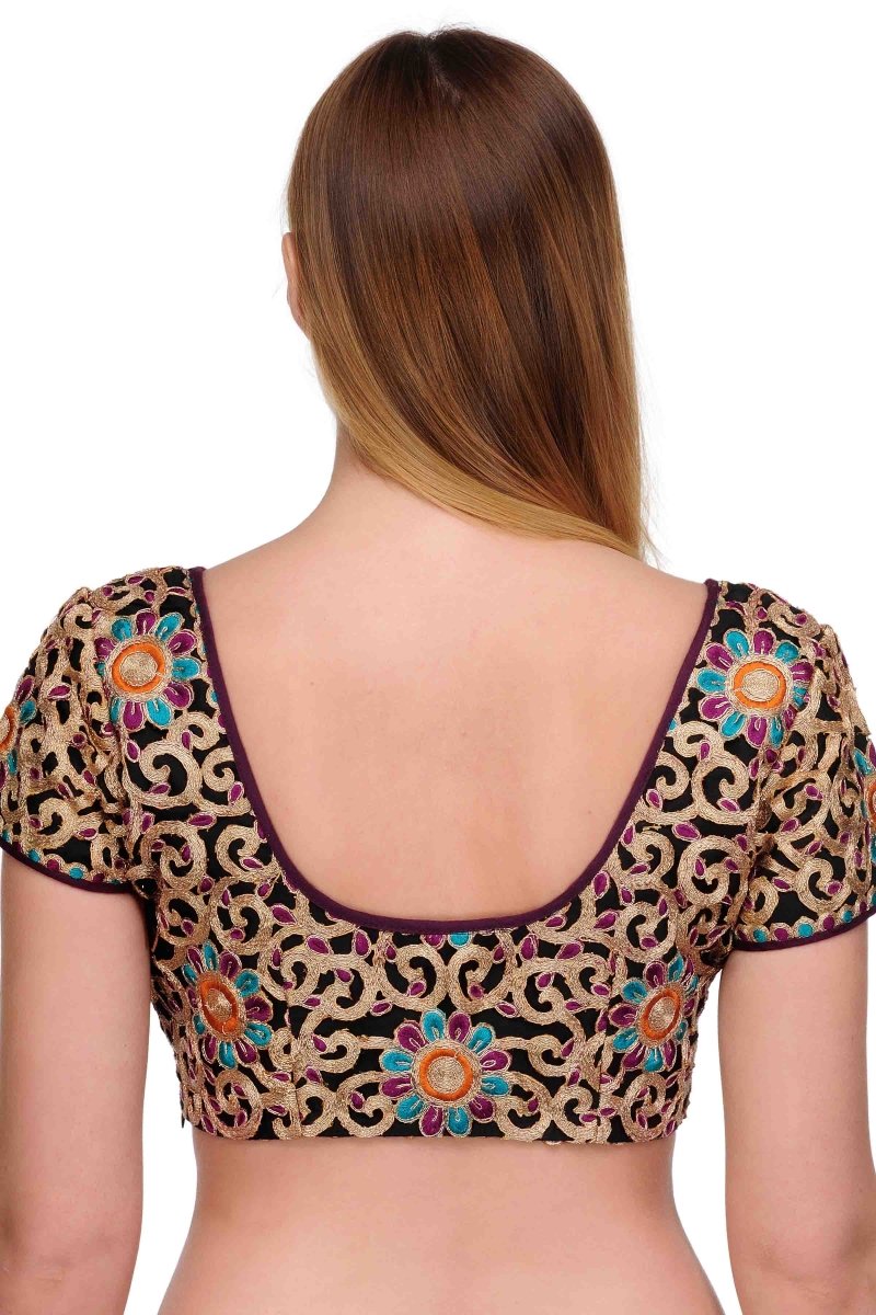 
                  
                    Black Cotton Silk Saree Blouse with Zari Embroidery all over - Kreate- Sarees & Blouses
                  
                