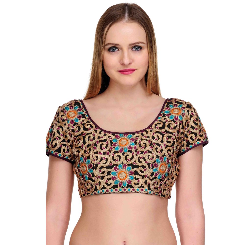 
                  
                    Black Cotton Silk Saree Blouse with Zari Embroidery all over - Kreate- Sarees & Blouses
                  
                