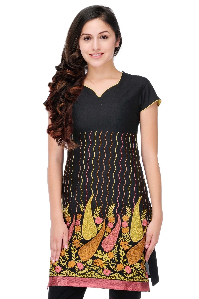 
                  
                    Black Embroidered Short Kurta - Kreate- Kurtis & Salwar Suits
                  
                