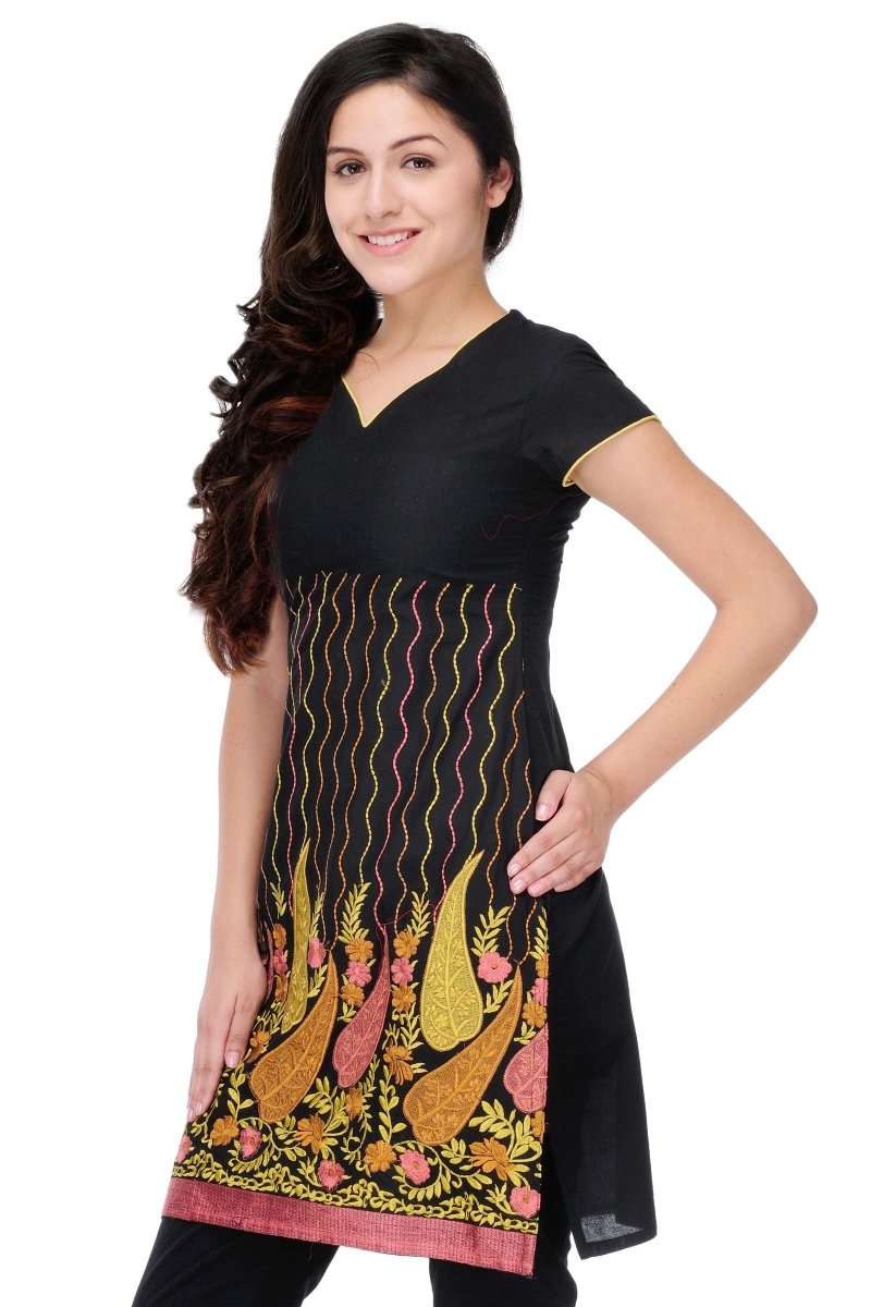 
                  
                    Black Embroidered Short Kurta - Kreate- Kurtis & Salwar Suits
                  
                
