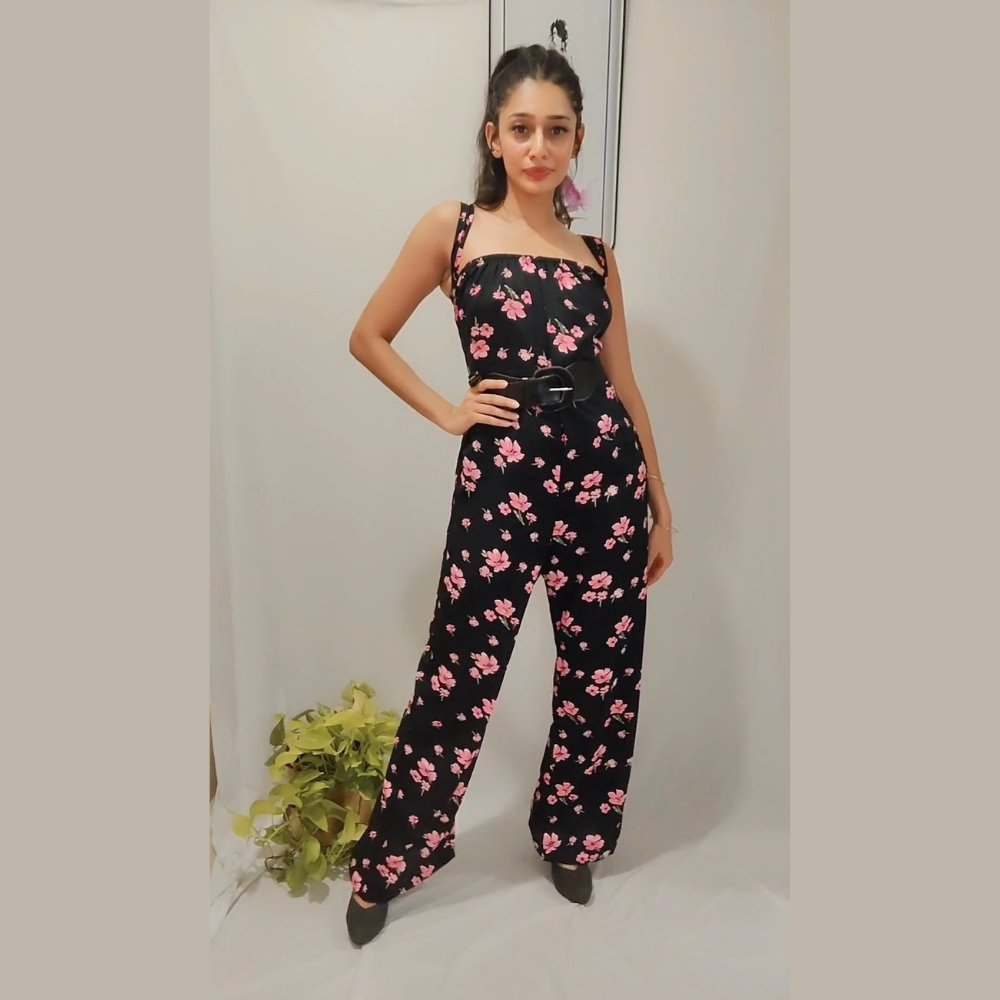 Black Floral Jumpsuit - Kreate- Dresses & jumpsuits