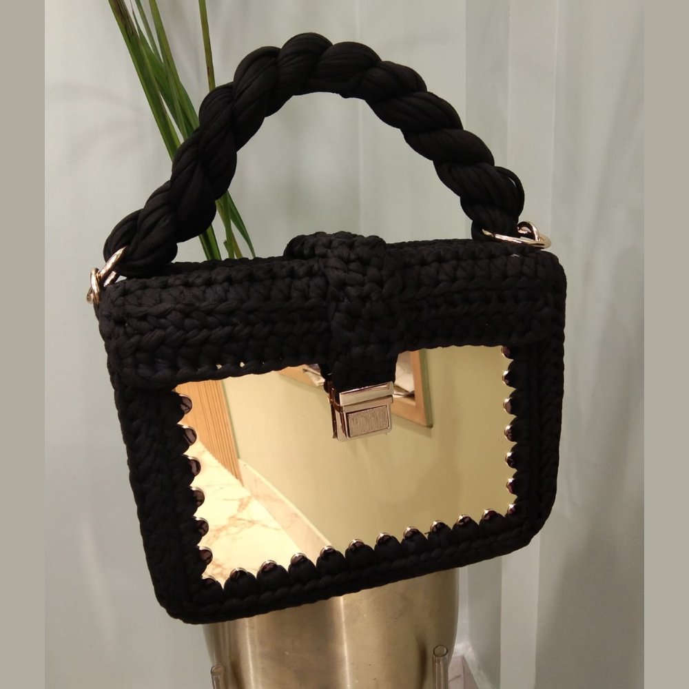 
                  
                    Black Gold Mirror Crochet Bag - Kreate- Purse & Handbags
                  
                