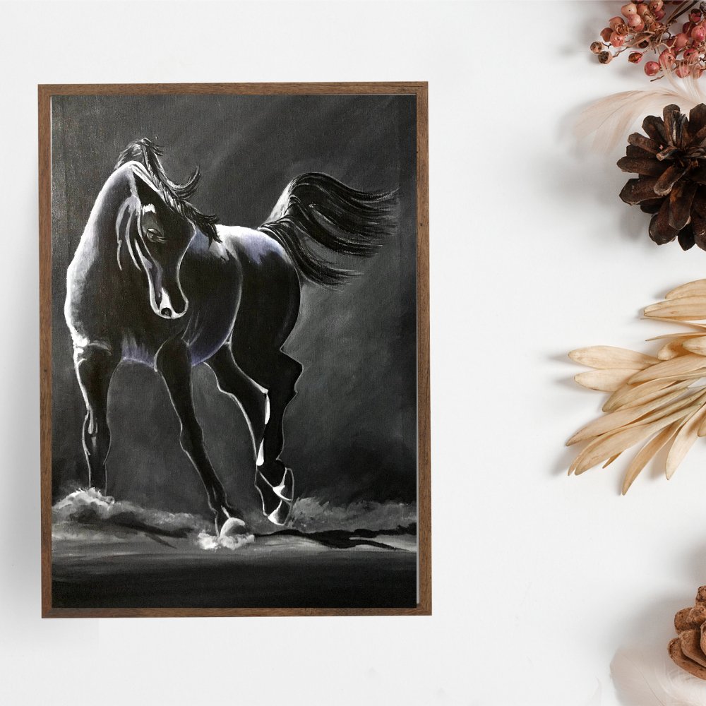 Black Horse Painting - Kreate- Painting