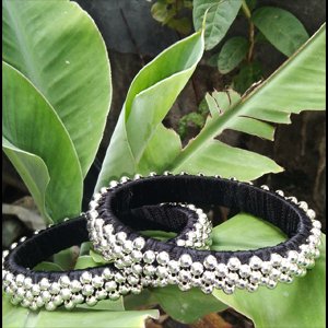 Black & Silver Beaded Bangles - Kreate- Bangles & Bracelets