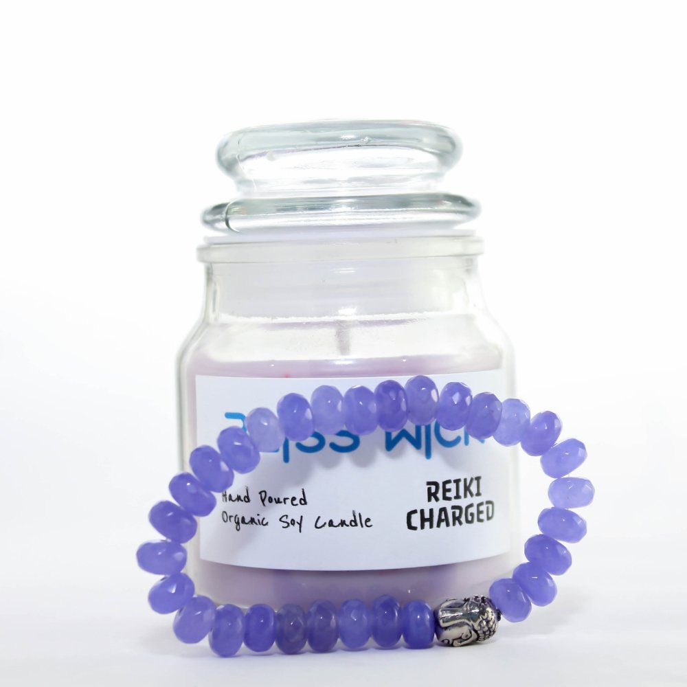 
                  
                    BlisWick Scented Reiki Charged candle and bracelet combo (Amethyst) - Kreate- Candles & Holders
                  
                