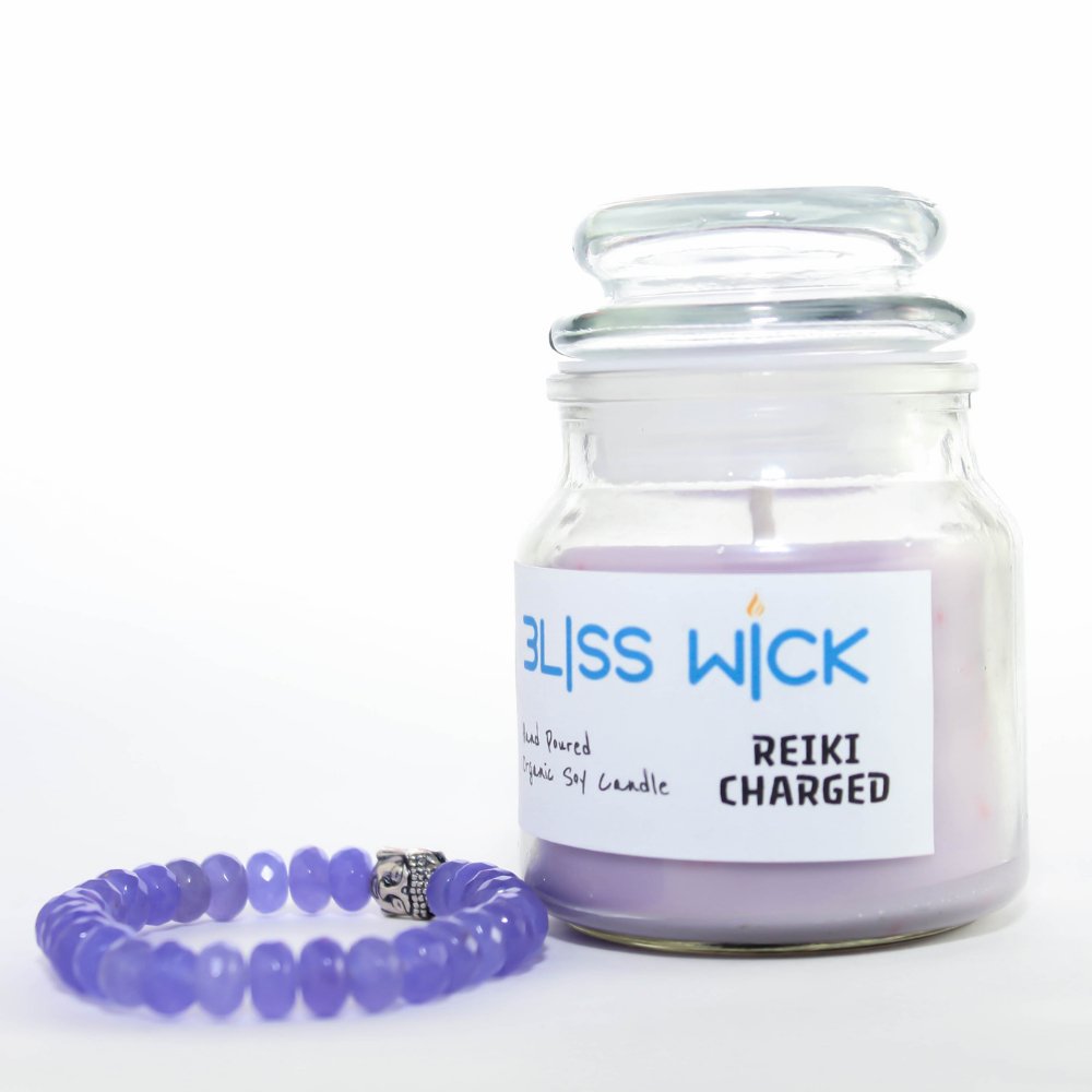 
                  
                    BlisWick Scented Reiki Charged candle and bracelet combo (Amethyst) - Kreate- Candles & Holders
                  
                