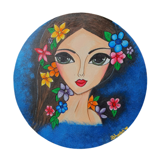 
                  
                    Blue Big Eye Girl with Flowers Painting
                  
                