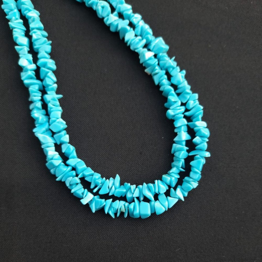 
                  
                    Blue Chip Agate Beads Double Layer Neckpiece - Kreate- Neckpieces
                  
                