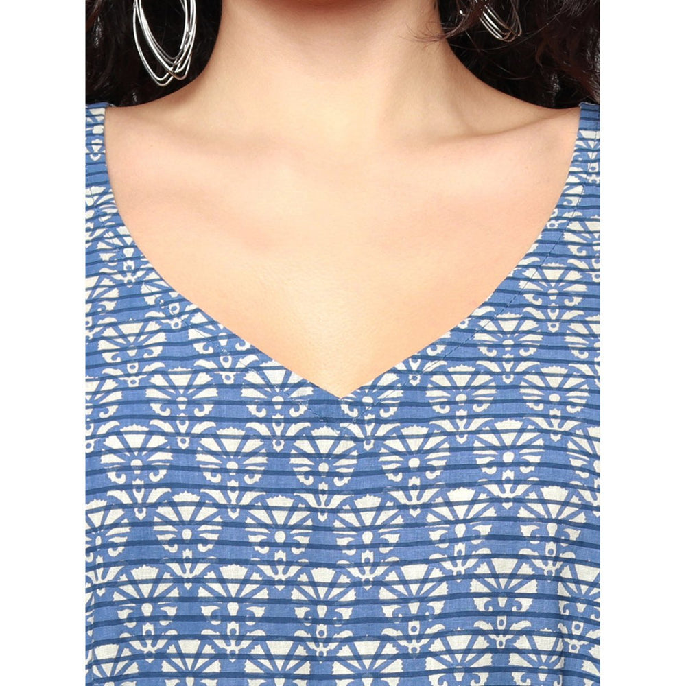 
                  
                    Blue Cotton Block Print Kaftan Dress - Kreate- Dresses & jumpsuits
                  
                