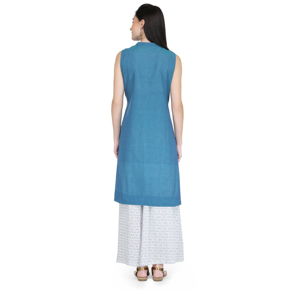 
                  
                    Blue Cotton Pintucks Kurta - Kreate- Kurtis & Salwar Suits
                  
                