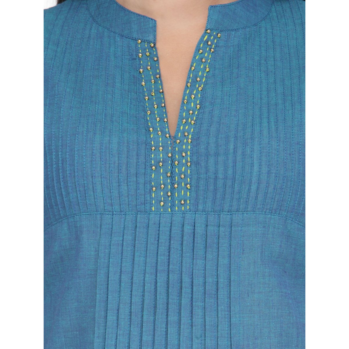 
                  
                    Blue Cotton Pintucks Kurta - Kreate- Kurtis & Salwar Suits
                  
                