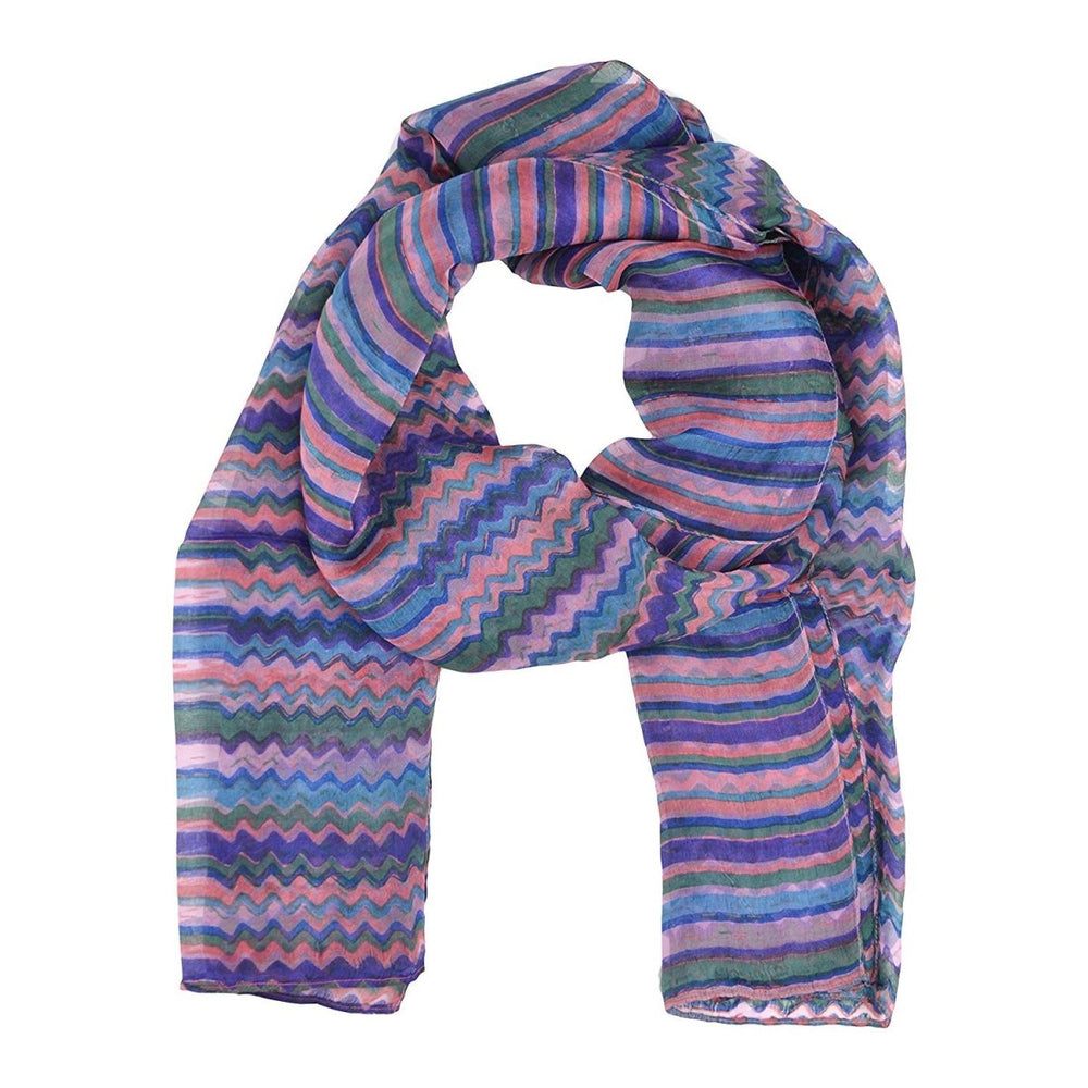 Blue Cotton Silk Print Stole - Kreate- Dupatta & Shawls