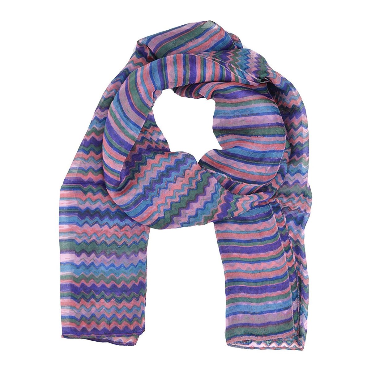 Blue Cotton Silk Print Stole - Kreate- Dupatta & Shawls