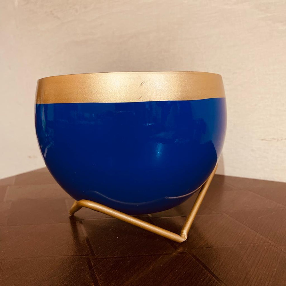 
                  
                    Blue Gold Metal Pot - Kreate- Planters & Pots
                  
                