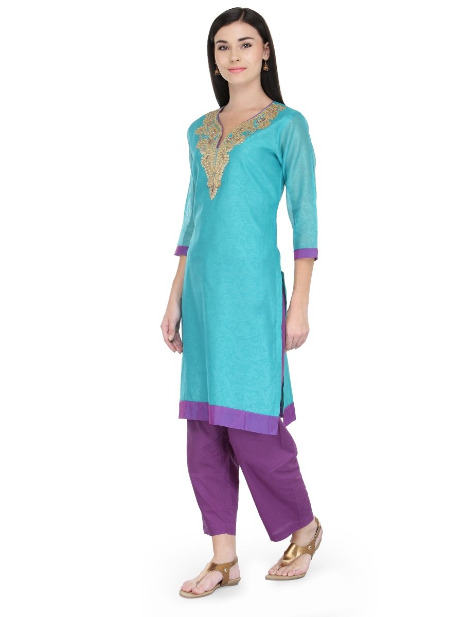 
                  
                    Blue Gota Embroidery Kurta - Kreate- Kurtis & Salwar Suits
                  
                