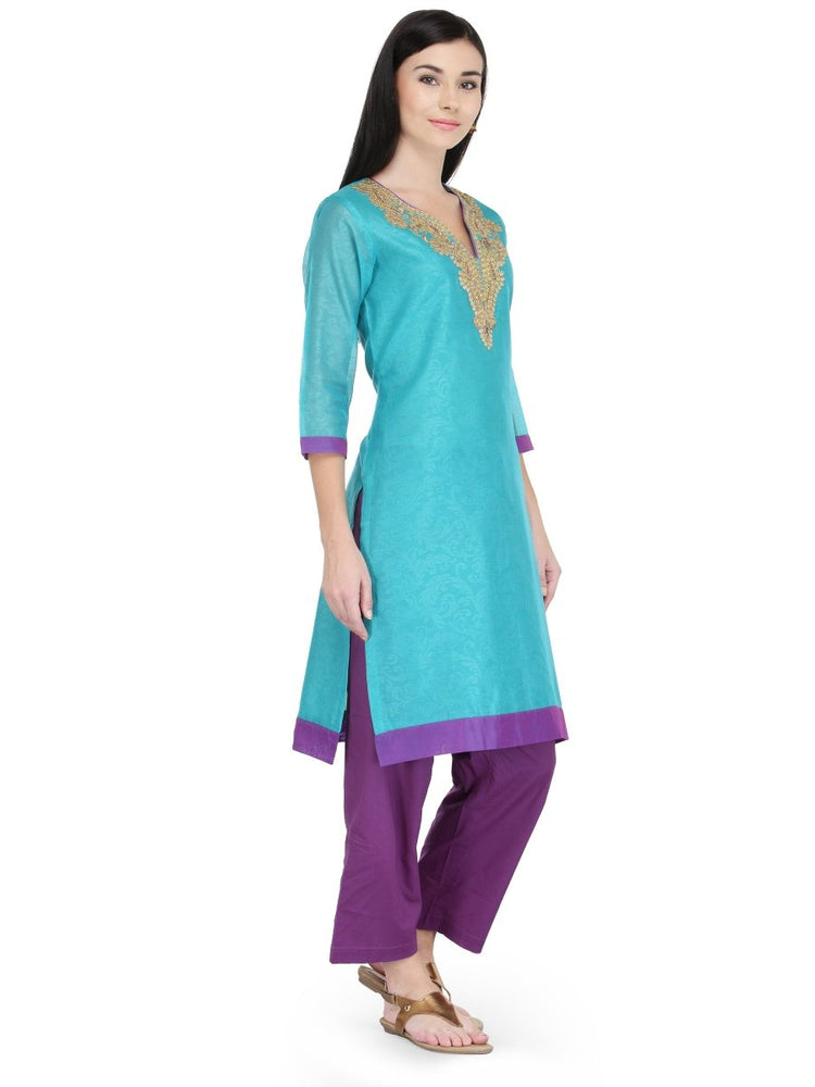 
                  
                    Blue Gota Embroidery Kurta - Kreate- Kurtis & Salwar Suits
                  
                