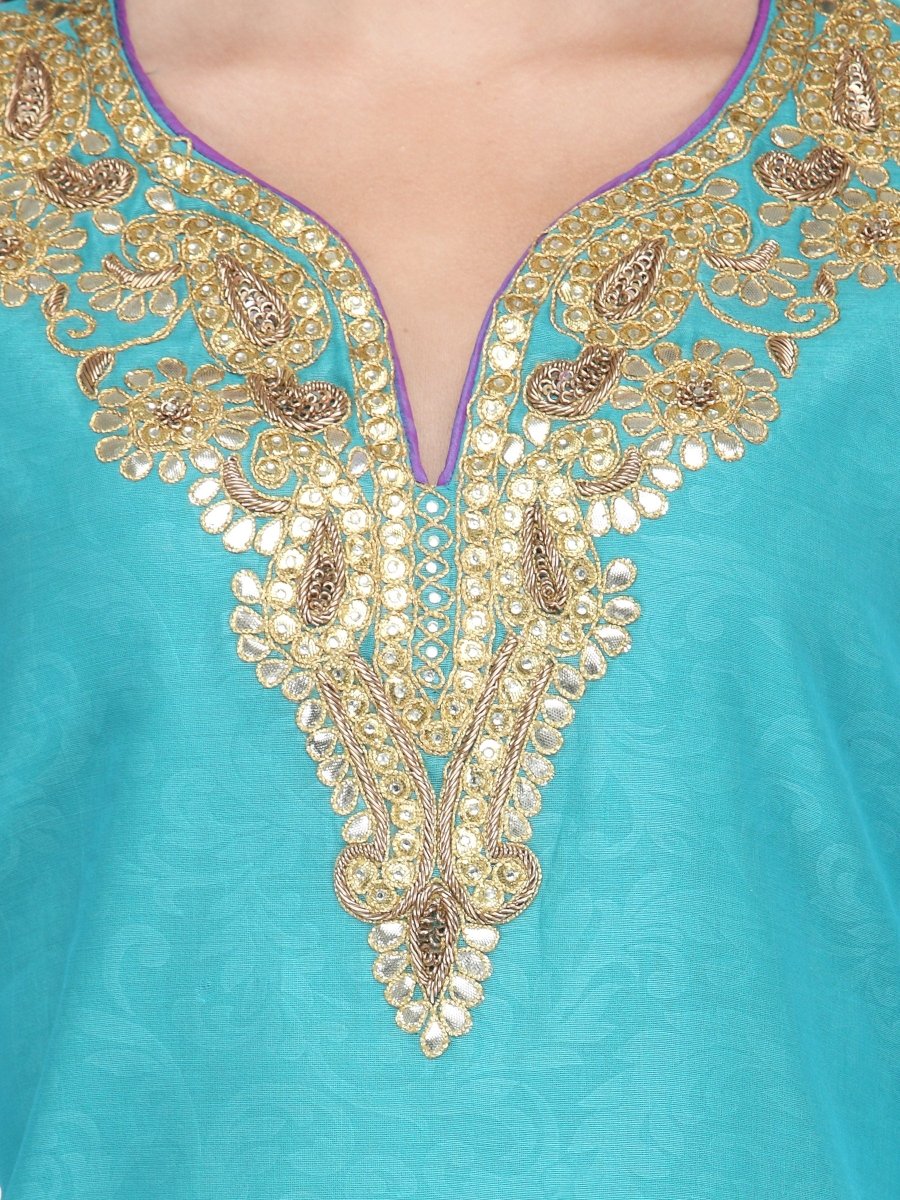 
                  
                    Blue Gota Embroidery Kurta - Kreate- Kurtis & Salwar Suits
                  
                