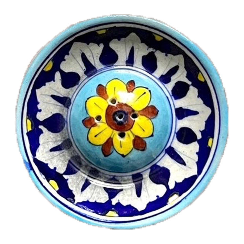 Blue Pottery Incense Holder - Kreate- Pooja Needs