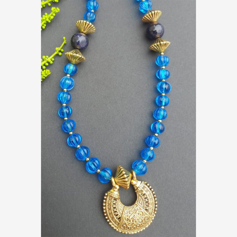 
                  
                    Blue Pumpkin Glass Beads Necklace - Kreate- Neckpieces
                  
                