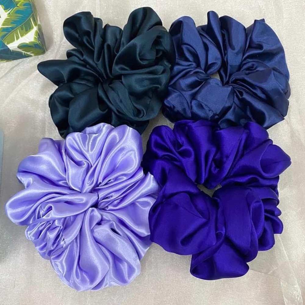 Blue Shade Scrunchies (Set of 4) - Kreate- Scrunchies