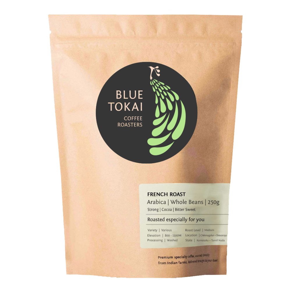 Blue Tokai French Roast Dark Roast (Whole Bean) Specialty Grade Arabica Freshly Roasted Coffee Beans (250g) - Kreate- Coffee