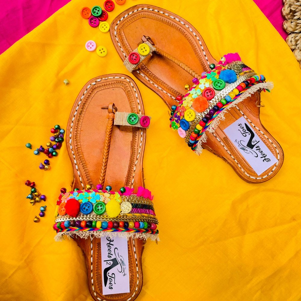 Boho Multicolored Funky Kolhapuri Sandals - Kreate- Women's Footwear